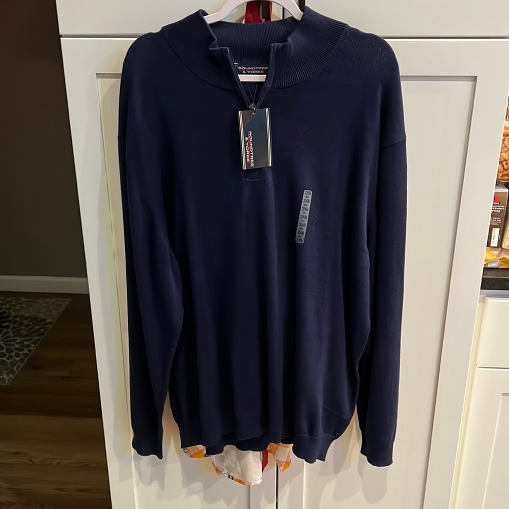 NWT Navy Roundtree & Yorke partial zip sweater 2XB
